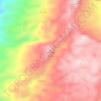 Lugsangan Peak topographic map, elevation, terrain
