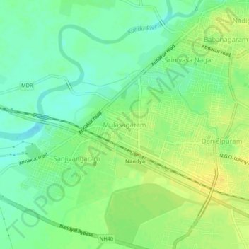Mulasagaram topographic map, elevation, terrain