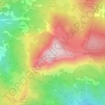 Monte Ragola topographic map, elevation, terrain