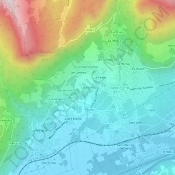Les Allues topographic map, elevation, terrain