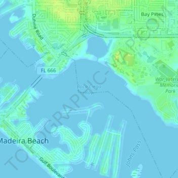Boca Ciega Bay topographic map, elevation, terrain
