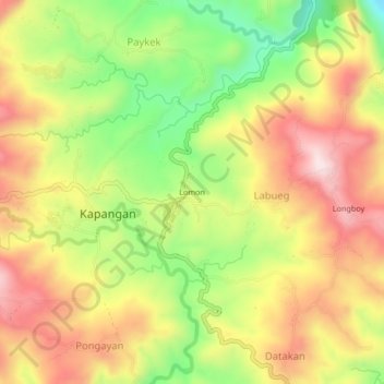 Lomon topographic map, elevation, terrain