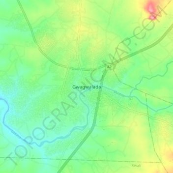 Gwagwalada topographic map, elevation, terrain
