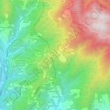Signorino topographic map, elevation, terrain