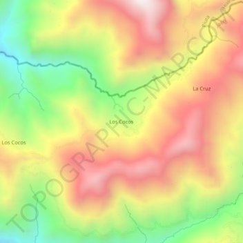 Los Cocos topographic map, elevation, terrain