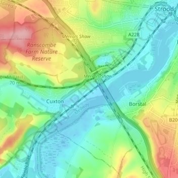 Cuxton Brickfield topographic map, elevation, terrain