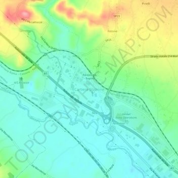 Cartiera-Stazione topographic map, elevation, terrain
