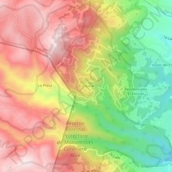 El Encinal topographic map, elevation, terrain