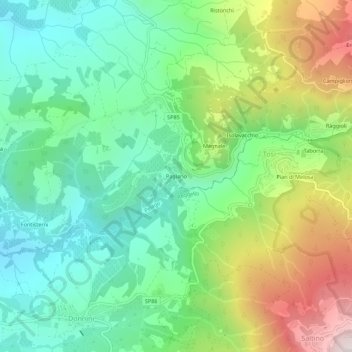 Pagiano topographic map, elevation, terrain
