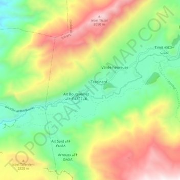 Ait Bouguemez topographic map, elevation, terrain
