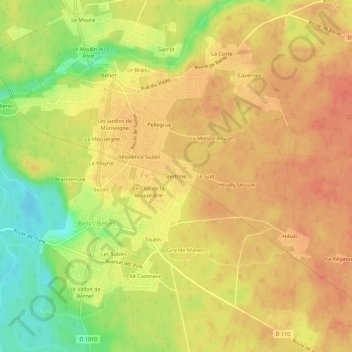 Bertrine topographic map, elevation, terrain