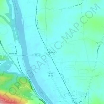 Dewart topographic map, elevation, terrain