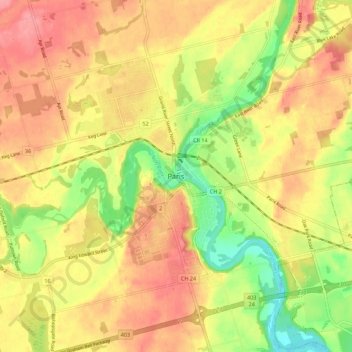 Paris topographic map, elevation, terrain