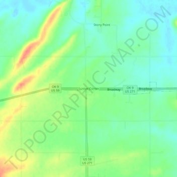 Sunset Corner topographic map, elevation, terrain