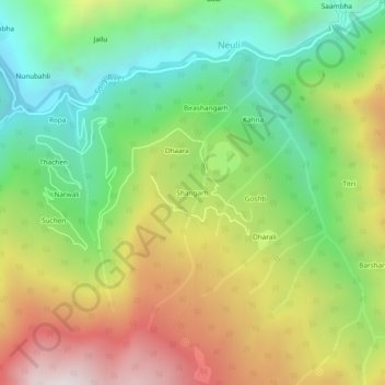 Shangarh topographic map, elevation, terrain