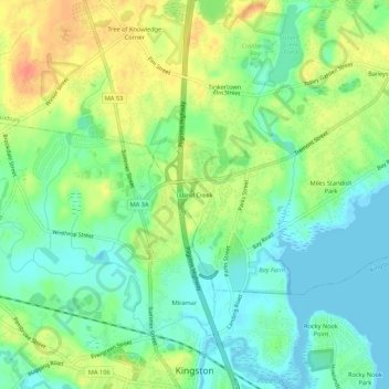 Island Creek topographic map, elevation, terrain