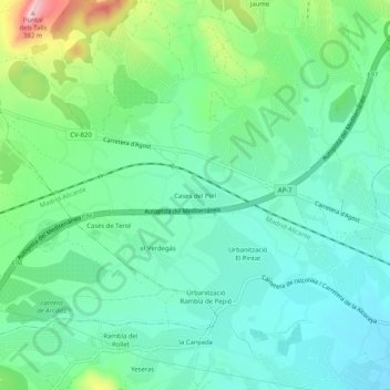Cases del Poll topographic map, elevation, terrain