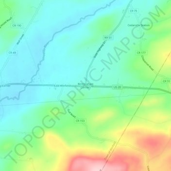 Birmingham Corners topographic map, elevation, terrain