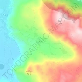 Bršno topographic map, elevation, terrain
