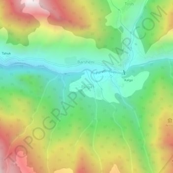 Pulga topographic map, elevation, terrain