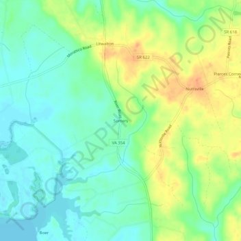 Somers topographic map, elevation, terrain