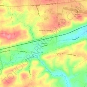 Pomeroy topographic map, elevation, terrain