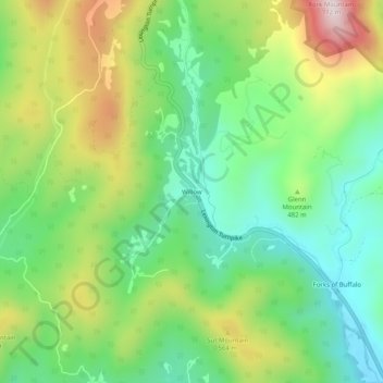 Willow topographic map, elevation, terrain