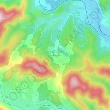 Les Brousses topographic map, elevation, terrain