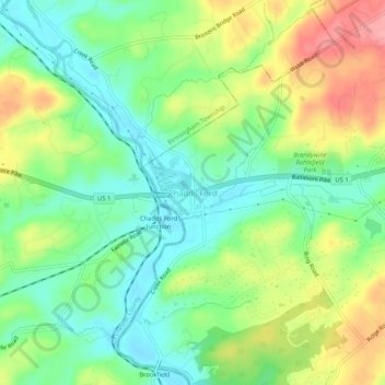 Chadds Ford topographic map, elevation, terrain