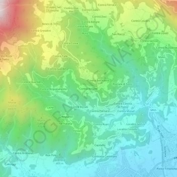 Contrà Nogare topographic map, elevation, terrain