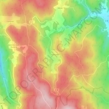 Cheneville topographic map, elevation, terrain