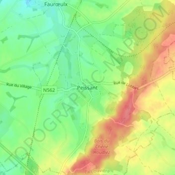 Peissant topographic map, elevation, terrain