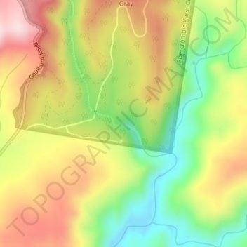 Grove Creek Falls topographic map, elevation, terrain