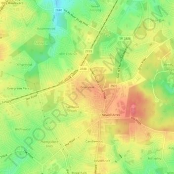 Grierview topographic map, elevation, terrain