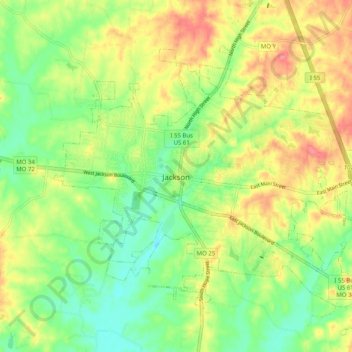 Jackson topographic map, elevation, terrain