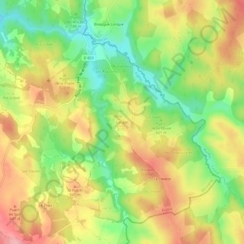 Lacaze topographic map, elevation, terrain