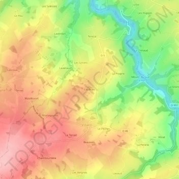 Les Frais topographic map, elevation, terrain