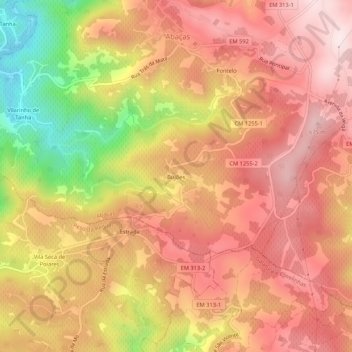 Bujões topographic map, elevation, terrain