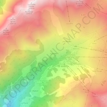 Colombe topographic map, elevation, terrain