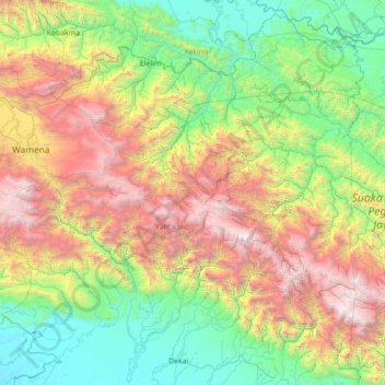 Distrik Ubahak topographic map, elevation, terrain