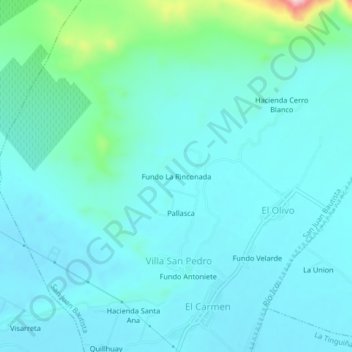 Fundo La Rinconada topographic map, elevation, terrain