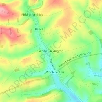 White Lackington topographic map, elevation, terrain