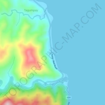Tignoan topographic map, elevation, terrain