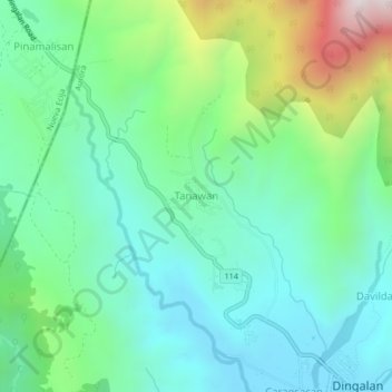 Tanawan topographic map, elevation, terrain
