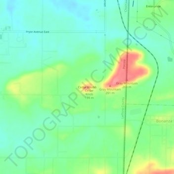 Cedar Knobb topographic map, elevation, terrain