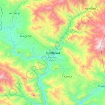 Kundiawa topographic map, elevation, terrain