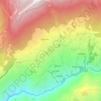 Pitres topographic map, elevation, terrain