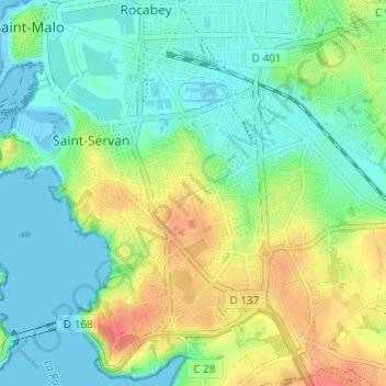Bellevue topographic map, elevation, terrain