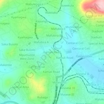Kamuli Road topographic map, elevation, terrain