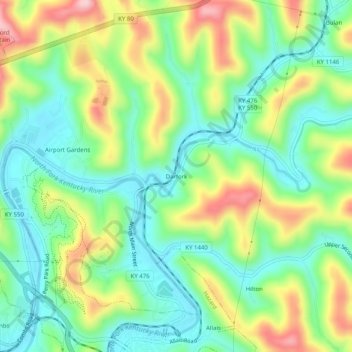 Darfork topographic map, elevation, terrain